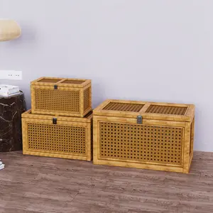 Natural Rattan Storage Box, Set of 3