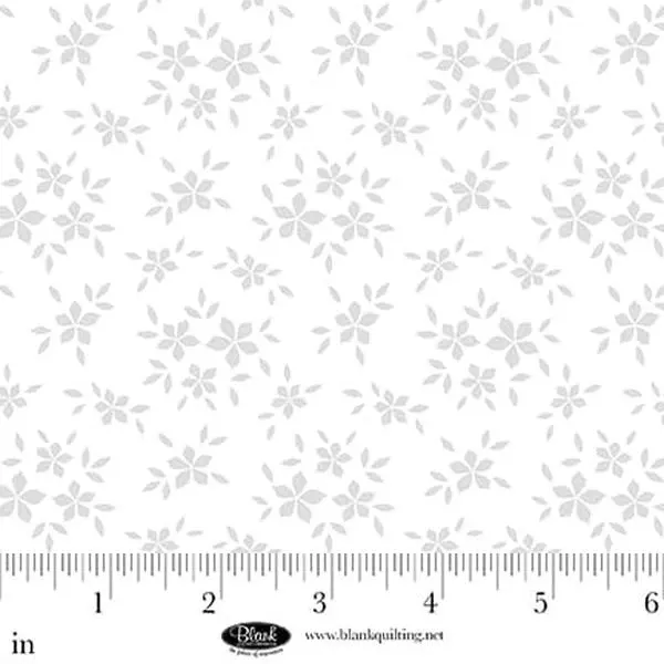 Fabric Blank Quilting White on White Flowers Morning Mist IX by the Quarter Yard 4318-01W