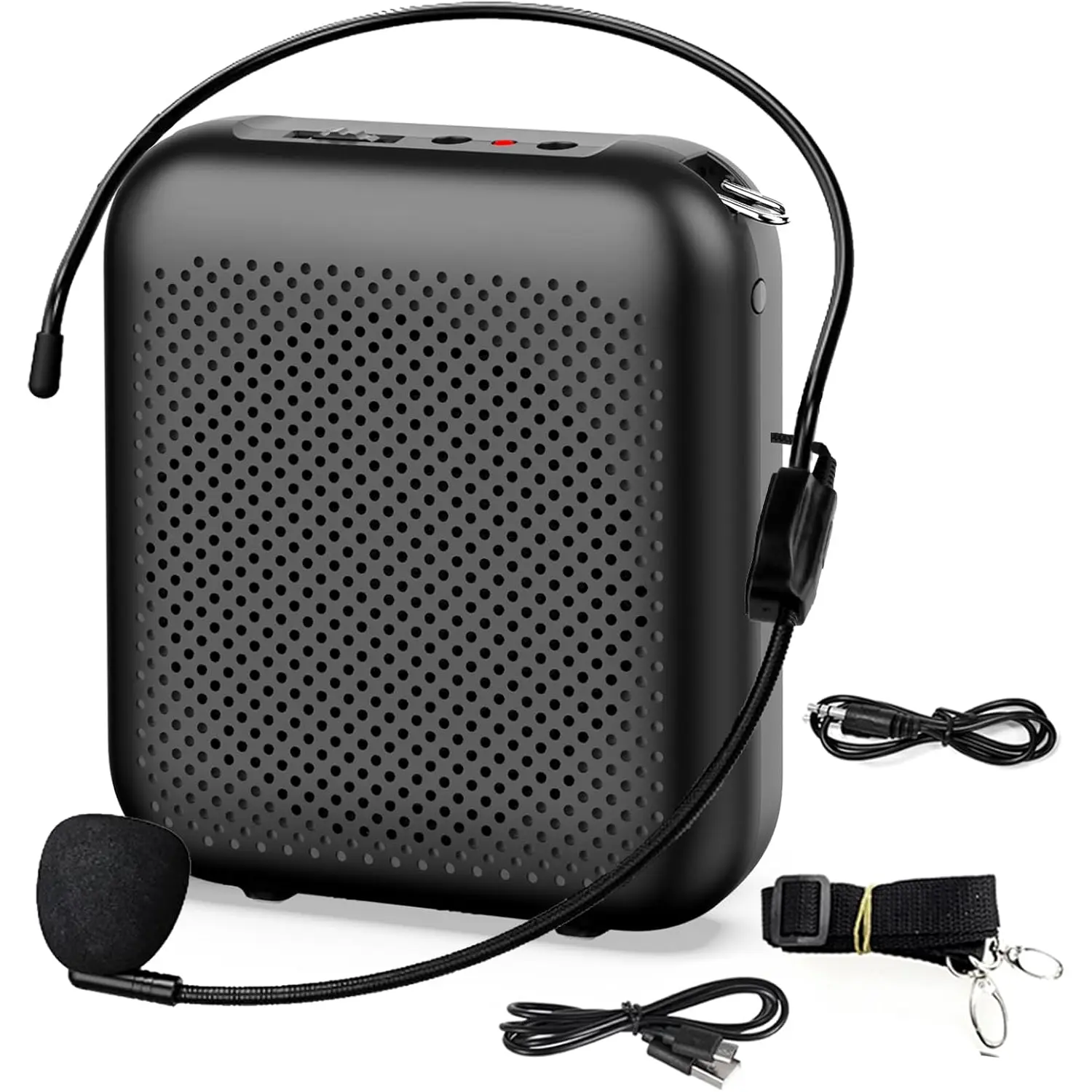 Voice Amplifier, Power Amplifiers, Portable Mini Wired Microphone Headset for Teacher Classroom & Outdoor Lectures, Teaching, Tour Guides, USB-C Rechargeable - 2000mAh, Black