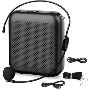 Voice Amplifier, Power Amplifiers, Portable Mini Wired Microphone Headset for Teacher Classroom & Outdoor Lectures, Teaching, Tour Guides, USB-C Rechargeable - 2000mAh, Black
