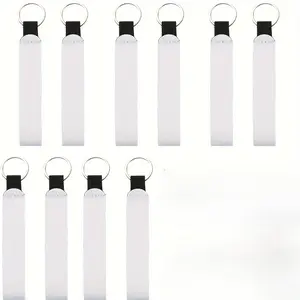 4 sublimated blank diving material keychains, white wristbands, self printed wristbands, hanging ropes, tassels, used for DIY keychain wristband discovery