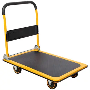 D ProTool Hub Foldable Platform Truck Push Dolly 330 lb＆660 lb Weight Capacity Black and Yellow Portable Heavy Duty Hand Truck