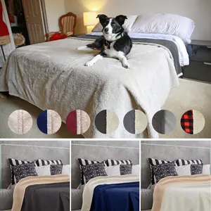 Kritter Planet Waterproof Blanket for Dogs, Pee Proof Sherpa Fleece Reversible Cover for Couch or Bed, Liquid Proof Furniture Protector for Medium Large Size Animals,60x80 inches