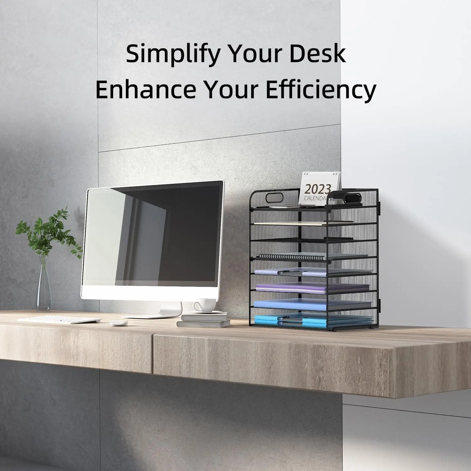 SUPEASY 8-Layer Paper Document Holder, Desk Organizers & Additions Featuring Handles, Paper Organizer for Office, Home, Or Educational Use