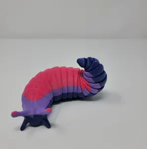 3D Printed Articulated Slug Fidget Toy - Pride Colors, Flexible Segments, PLA Plastic, Sensory Stress Relief Aid
