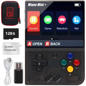Miyoo Mini Plus Handheld Game Console with Storage Bag, 3.5 Inch IPS Screen Retro Video Game Console, Built-in 64G Card 10000+ Games/128G Card 15000+ Games & 3000mAh Battery, Support WiFi game console Protection Wireless Gaming Stuff Hard Case