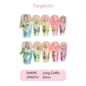 Tanghulu Nails-THE BUTTERFLY COLLECTION Collection/Handmade Press On Nails/ Coffin/ /Long 25mm