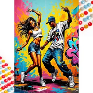 5D DIY Full Drill Diamond Painting - Diamond Painting Kit Street Dance Set, Mosaic Canvas DIY Wall Art, Home Wall Decoration, Suitable for Halloween, Christmas, Birthday, and Anniversary Gifts.