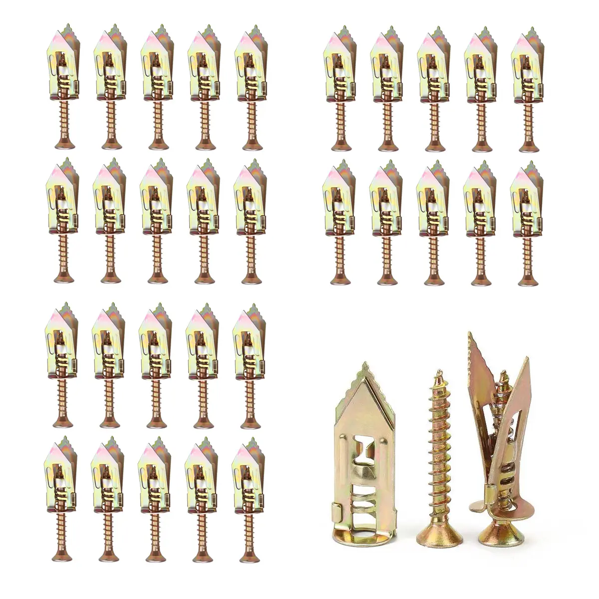 30 Pack Self-Drilling Drywall Anchors and Screws Kit - No Drill Required, Heavy-Duty Zinc-Plated Wall Anchors for TV, Cabinet & Shelf Mounting