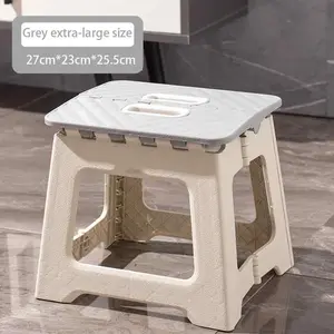 Heavy Duty Folding Step Stool with Handle 10 Inches Height 300 Pounds Capacity Non Slip for Bathroom Bedroom Kitchen Camping Fishing Grey Extra Large Size