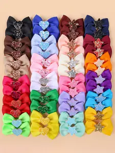 48pcs/12pcs Heart Star Bow Hair Clips, Hair Clip Set for Girls, Preppy Style, Sweet Fresh Design, Suitable for Home, Outdoors, School, Daily Wear
