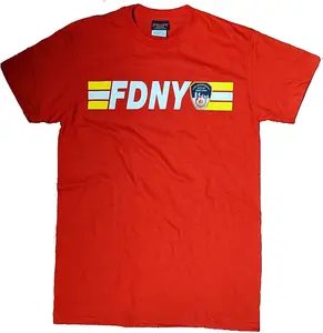FDNY Mens Tee Short Sleeve Shirt Keep Back 200 Feet T-Shirt Red