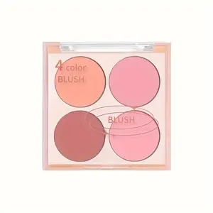 Vibrant 4-Color Blush Palette - Long-Lasting Water-Resistant Matte Finish for All Skin Tones, Buildable Medium Coverage, Versatile Powder Form Blush with Radiant Pink and Orange Hues for a Natural Glow, Beauty Cosmetics