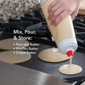 Handheld Batter Dispenser, Batter Mixing Bottle with Scale, Kitchen Gadgets, Utensils, Kitchen Utensils Tools, Pancake Batter Dispenser with Blender Balls, Kitchen Batter Squeezer Bottle Suitable for Cupcakes, Pancakes, Kitchen Accessories