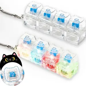 Fidget Toys 1 Count for Adult, Cat Shape Clicker Keyboard Fidget Keychain with LED Lights, White 4-in-1 Loud Stress Relief Fidget Keyboard for Anxiety Decompression (White)