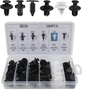 Universal Car Fastener Clips Kit Push Retainer Clips Auto Trim Panel Clips Plastic Rivets Bumper Door Fender Liner Clips Car Body Interior Exterior Replacement Assortment Automotive Fasteners Accessories