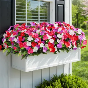 SHareconn Artificial Big Impatiens Flowers UV Resistant Faux Silk Spring Decor 16/8 Bundles 14.5" Long for Indoor Outdoor Porch Patio Yard Window Box Plastic Fake Greenery Plants Realistic & Elegant Durable & Flexible Maintenance-Free