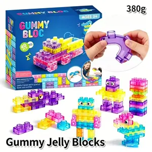 Jelly Block Educational Building Toy, Soft Gel Blocks for Kids Aged 3+, Rainbow Puzzle Blocks, Fun Learning Toys