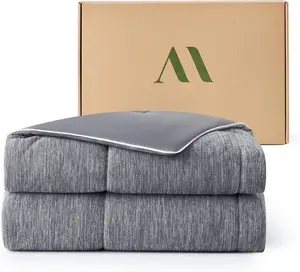 Cooling Comforter  Size, Reversible Lightweight Cooling Blanket for Hot Sleepers, Q-Max 0.43 Summer Breathable Cooling Quilt for Night Sweats, 90" x 90", Heather Charcoal Grey