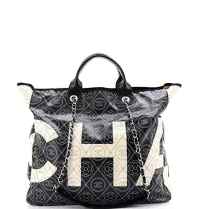 Pre-owned CHANEL Canvas Coated Tote Bags REBAG Logo Camellia Shopping Tote Printed Coated Canvas Medium by Rebag