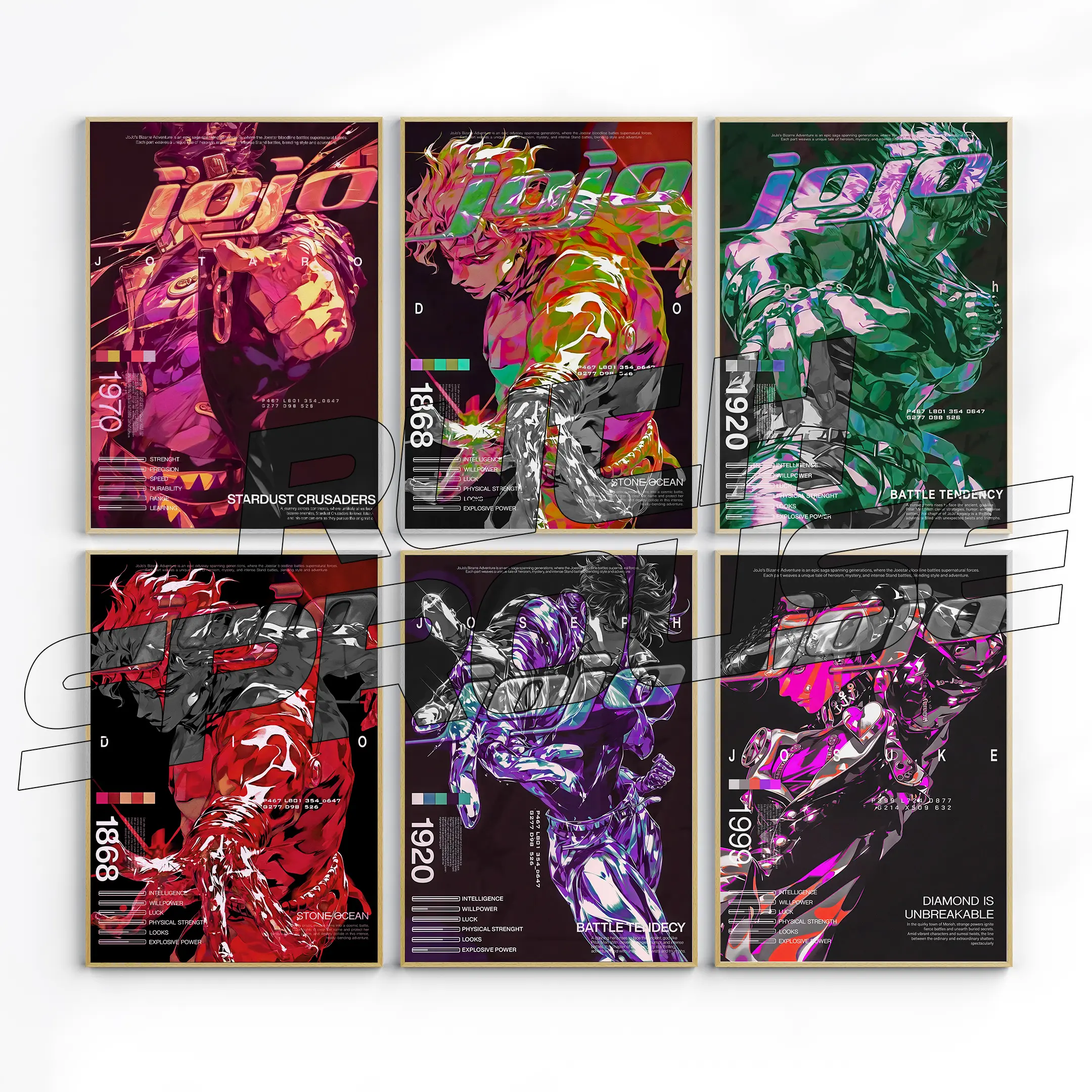 JoJo's Bizarre Adventure Unframed - Joseph Joestar Retro Anime JoJo's Bizarre Adventure Unframed - Joseph Joestar Retro Anime
