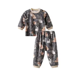 Woodland Dreams – Cotton Baby Lounge Set with Bunny & Squirrel Print Cute Sleepwear Set