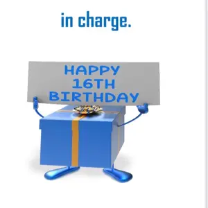 15 Sweet 16th Birthday Card by Pearl Robinson - 5x7 Inches Happy 16th Birthday Greeting Card with Blue Gift Box Design for Teenagers