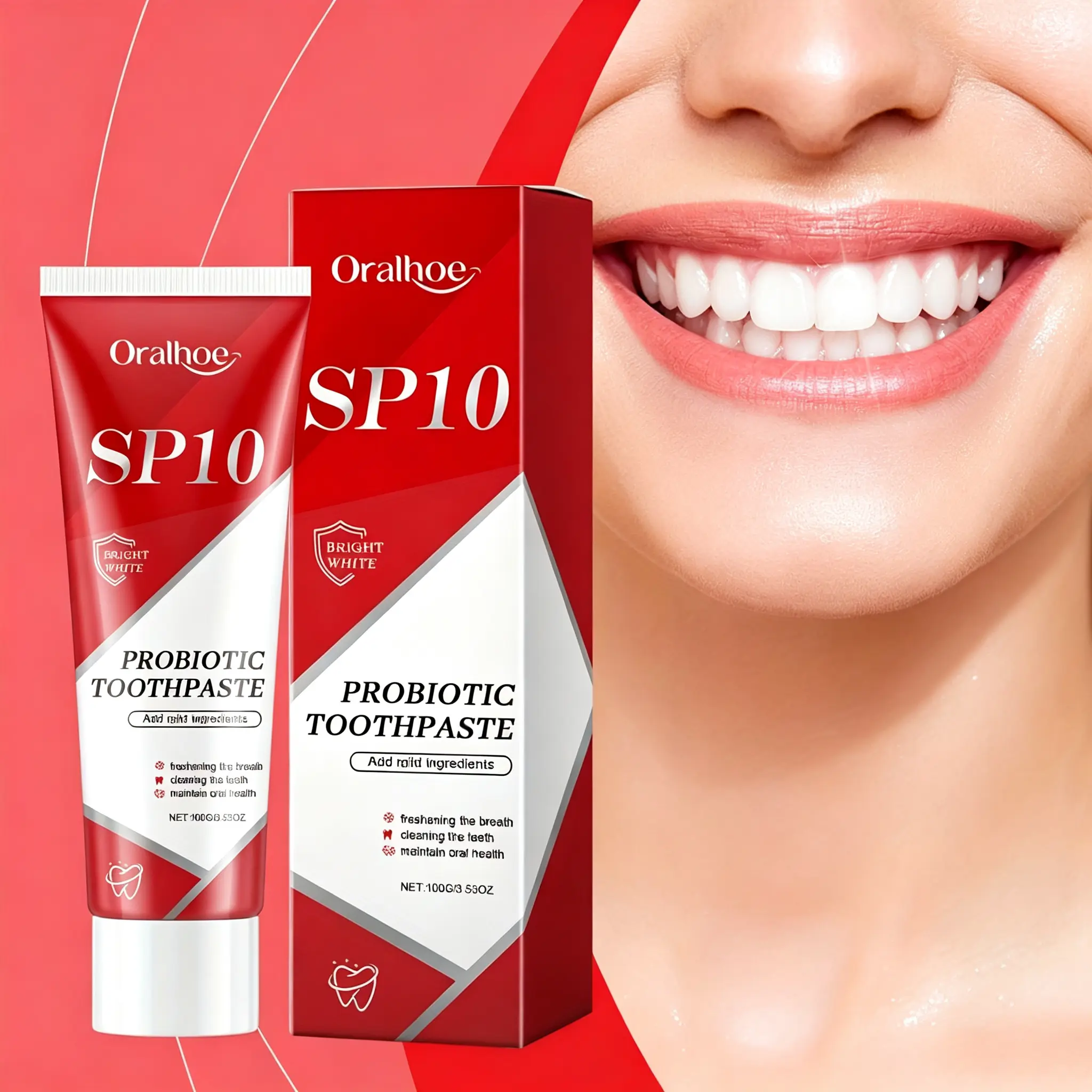 Oralhoe SP10 Probiotic Toothpaste, 100g Mild Formula for Daily Teeth Cleaning, Refreshing Breath, Oral Health Maintenance, Home Oral Care Product