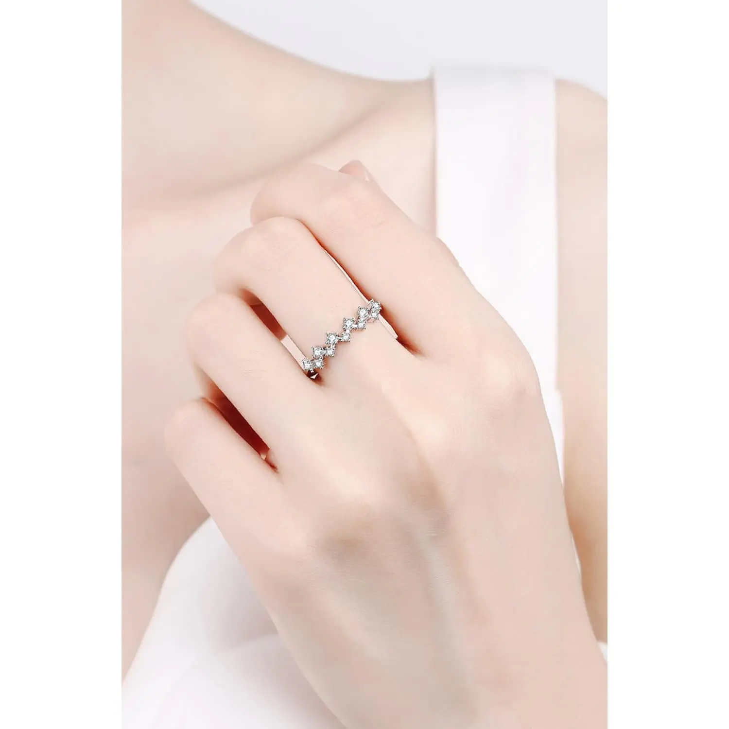Sparkala™ Rhodium-Plated Half-Eternity Ring