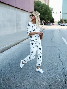 Casual Loose Type Star Printed Fashion Women Letter Homewear, Pajamas Clothing, Suit Two Pieces [In Stock] Cotton Polyester Summer Winter Polka Dot Loungewear Nightwear Womenswear Comfort Comfortable Style