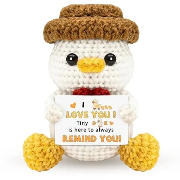 Galenrines Valentines Day Gift for Him Her Handmade Crochet Animals Duck I Love You Gifts for Boyfriend Girlfriend Cute Romantic for Birthday Valentine Engagement