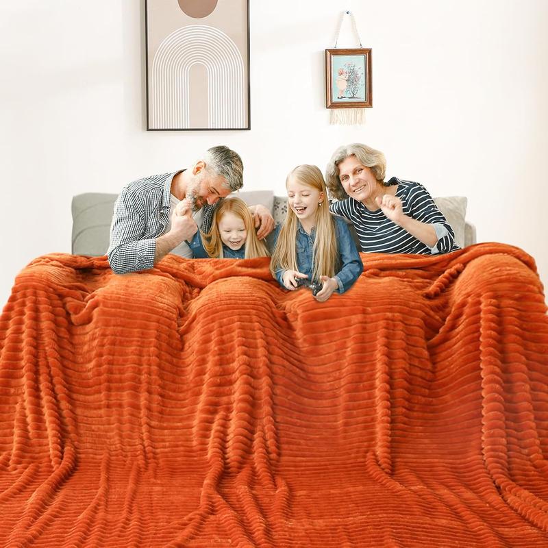 Oversized King Size Blanket 120x120 Inches, 300GSM Microfiber Jaquard Flannel Blanket, Soft Cozy Home Decor for Couch Sofa Bed, Machine Washable, Warm & Soft for All Seasons