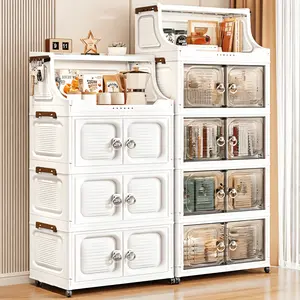 1pc 2/3/4-tier large-capacity foldable storage box for bedroom, suitable for storing clothes, transparent wardrobe, movable, large-capacity, space-saving storage box, Foldable Stackable Organizer, Foldable Storage Bins