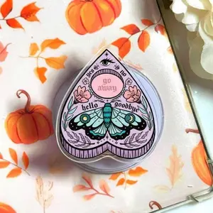 Gothic Luna Moth Planchette Phone Grip, Go Away Funny Introvert Gift, Witchy Aesthetic Ouija Accessory, Celestial Floral Phone Stand, Dark Academia Merch, Cute Spooky Griptok for Women