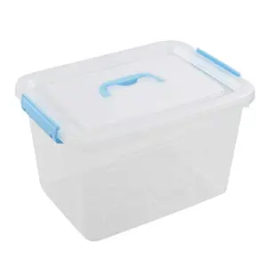 12 L Plastic Storage Bin with Lid Clear Transparent Box with Handles Set of 1