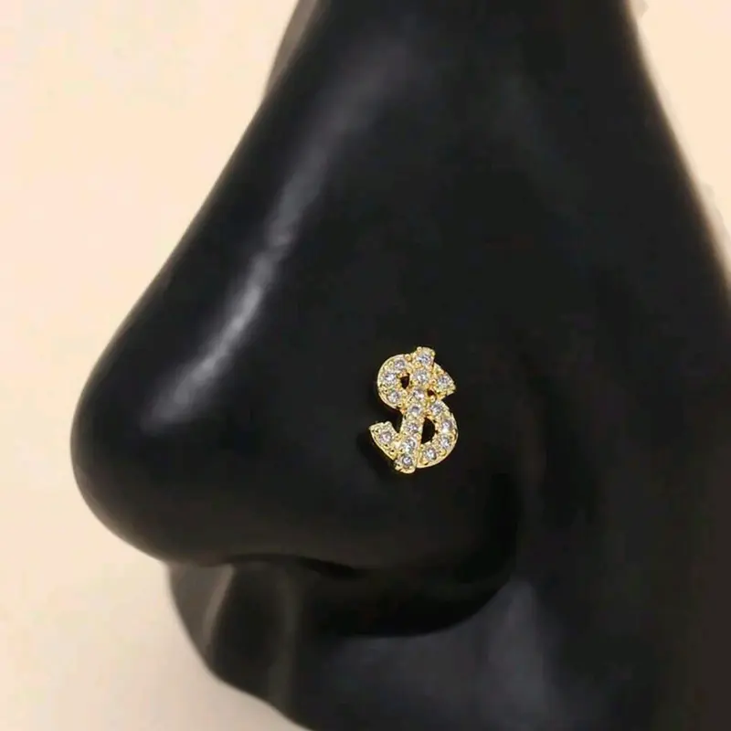 Rhinestone Decorated Nose Ring, Rhinestone Nose Rings, Fashionable Nose Ring for Women & Men, Body Jewelry for Party, Daily Clothing Decor, Trendy All-match & Exquisite Jewelry for Birthday Gift, Nose Piercing Jewelry
