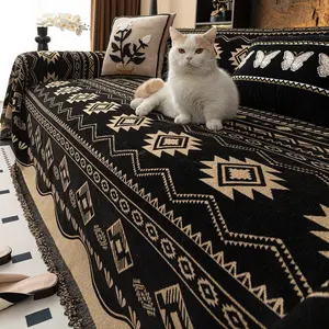 Boho Style Geometric Pattern Sofa Cover, 1 Count Soft Comfortable Sofa Slipcover, Dustproof Sofa Cover for Home Living Room Office, Soft Sofa Protector