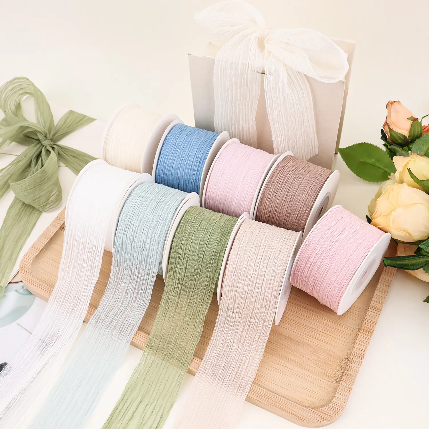 10 Yards Ruffled Sheer Chiffon Continuous Ribbon Design, Sewing Accessories, 1.5 Inch Wide, 9 Colors, Ruffled Texture – for Valentine’s Day, Wedding, Bouquet, Gift Wrapping, Birthday DIY Craft, Crafting Projects & Party Decor