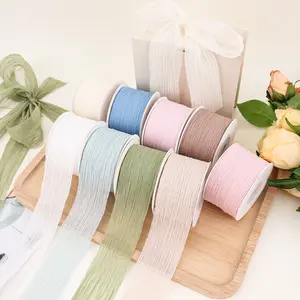 10 Yards Ruffled Chiffon Transparent Ribbon, 1.5 Inch Wide, 9 Colors Available, Perfect for Valentine's Day, Bouquets, Weddings, Gifts
