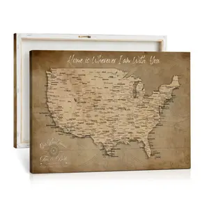 Personalized USA Push Pin Travel Map Canvas for Adventure Wall Decor