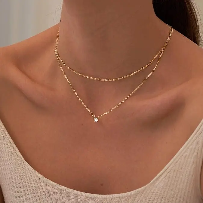 Loyalove Casual Necklaces for Women, Dainty Gold/Silver Choker Necklace Simple Gold CZ Jewelry Necklaces for Women Trendy Gifts
