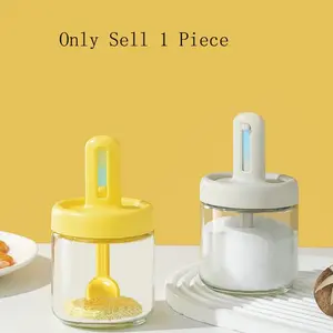 Multi-Functional Glass Spice Box, Moisture-Proof Seasoning Container, High Heat Resistance, Easy Clean, Ideal for BBQ, Baking, Cooking