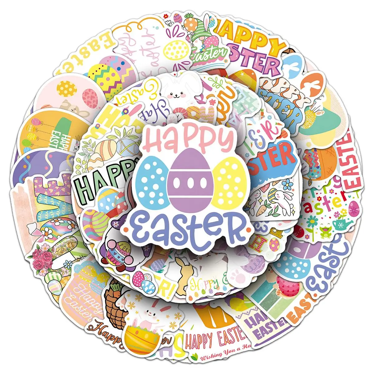 Easter Themed Sticker, 100pcs/set Sticker Packs Colorful Cartoon Happy Easter Sticker, DIY Decorative Sticker for Scrapbooking, Journaling, Gift Wrapping