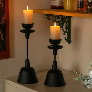 Sungmor Vintage Cast Iron Candle Holder, Decorative Taper Candle Stand for Home, Tabletop, Mantel Display - Gothic, Medieval, or Farmhouse Décor