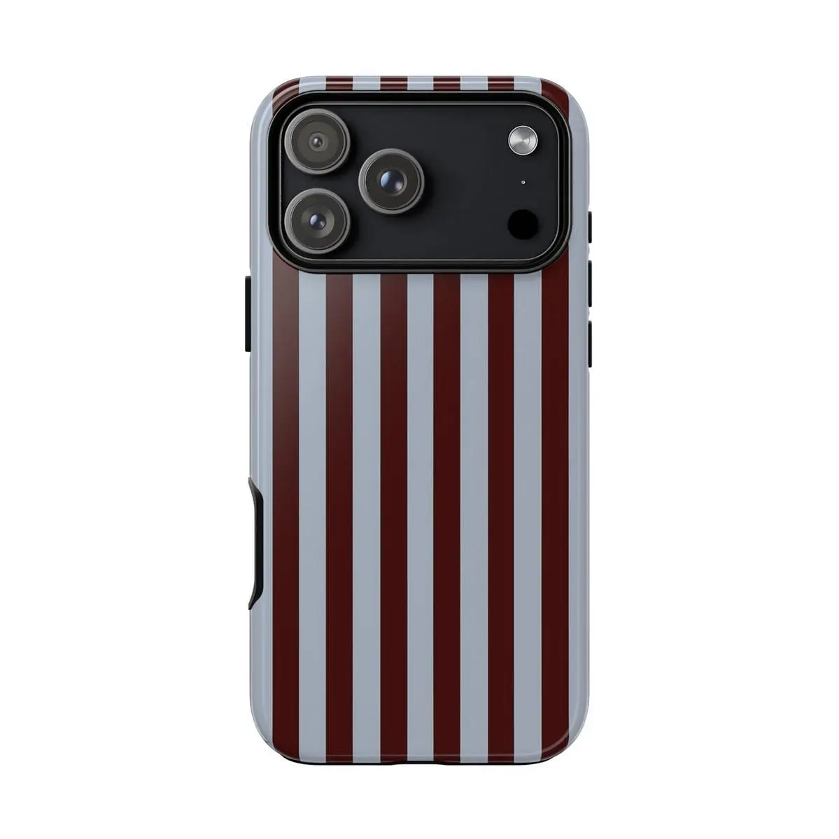 Blue And Brown Striped Phone Case - Tough Phone Case iPhone 17 16 15 14 13 12 11 X Cute Retro Protective Case