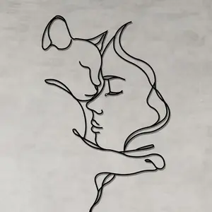 Abstract Cat & Woman Design Wall Art, Modern Art Design, Creative Metal Wall Decor, Wall Hanging Decor for Home Living Room Bedroom, Home Decor