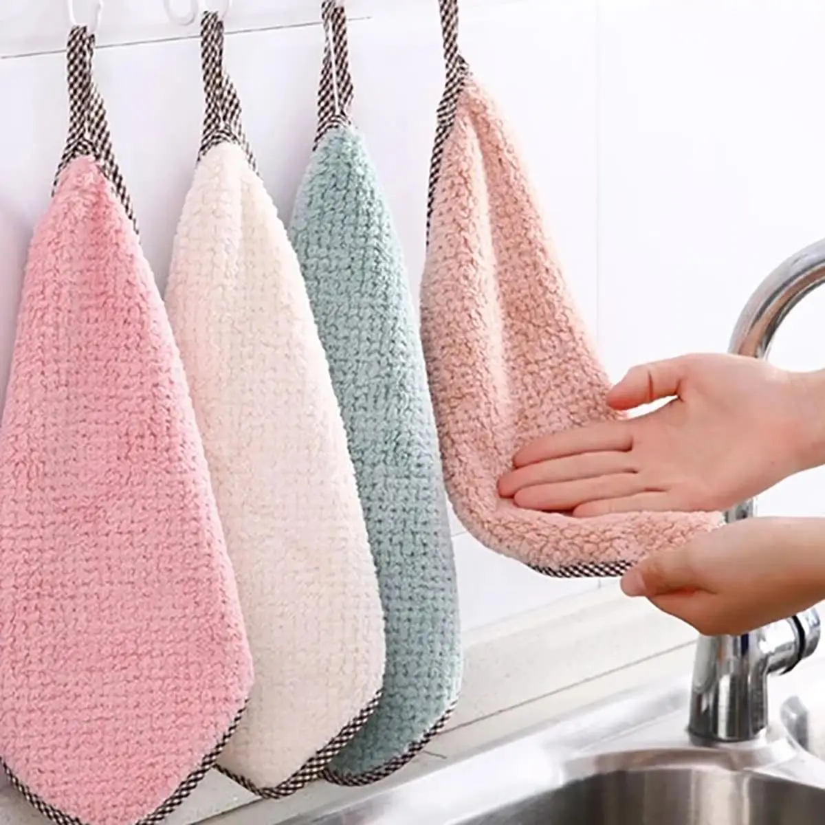 5pcs/set Durable Random Color Absorbent Cleaning Cloth, Reusable Multi-function Kitchen Cleaning Rag, Cleaning Tools Supplies for Home Kitchen, 2024 H