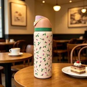 Owala FreeSip Rose Print Edition 32 oz Portable Insulated Drinkware Flask - New Vacuum Design - Camping, Travel Use - Birthday Gift Option, Flasks