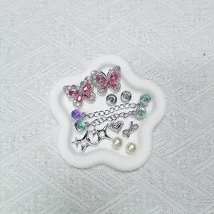 Cute Women'S Rhinestone Decorration,Bling Shoe Charms12pcs Pink Butterfly Shoe Charms For Women Fashionable Cave Shoe Buckle DIY Accessories Charm Button Shoe Decoration Perfect For Halloween Christmas Thanksgiving Party & Daily Wear Creative Gift Idea