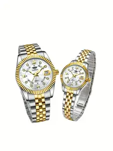 New Fashion Unisex Couple Watches, Glow-In-The-Dark Luminous Calendar Watch, Casual Analog Watch, Casual Quartz Wristwatch, Stylish Timepiece for Men and Women